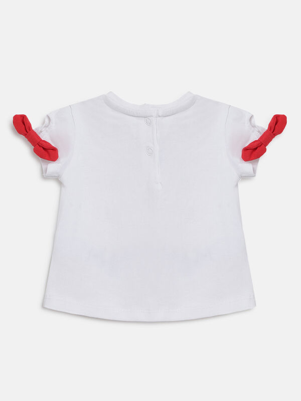 Girls White & Red Embellished Short Sleeve T-shirt image number 1